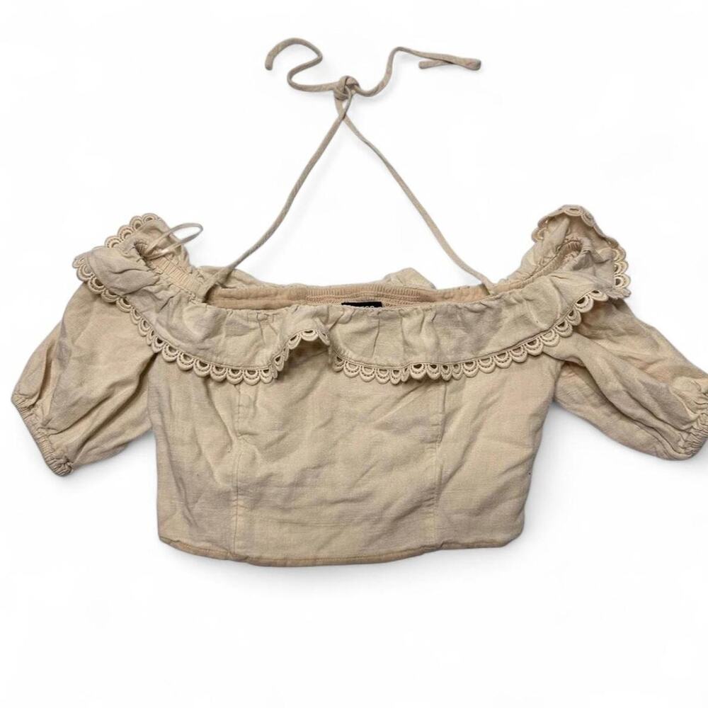 Cream express boho cropped off the shoulder top size small coquette kawaii